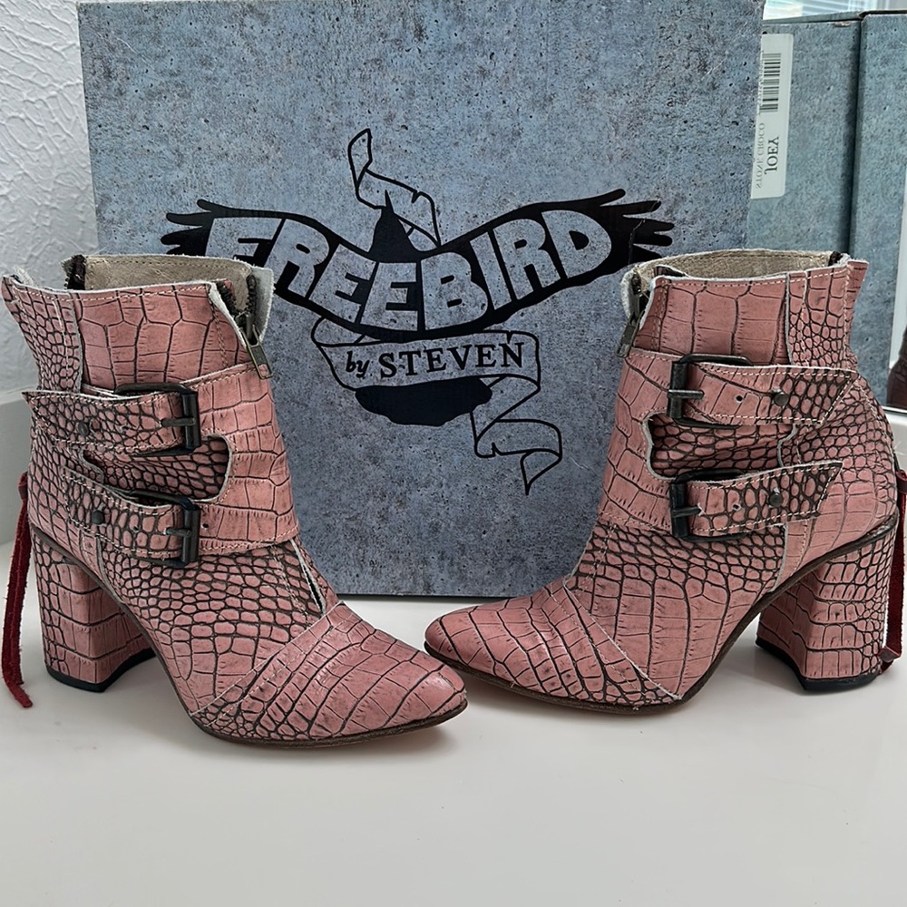 Freebird by Steven boots. They were a limited edition color. Worn one time.